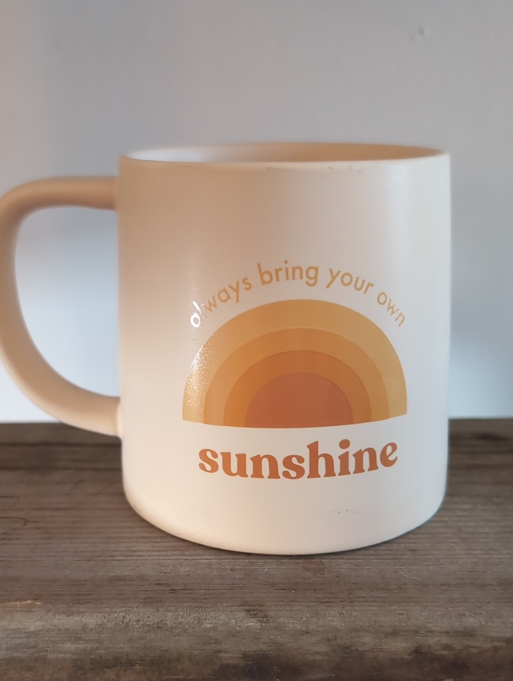Indigo Cream Mug with Orange Retro Rainbow Graphic